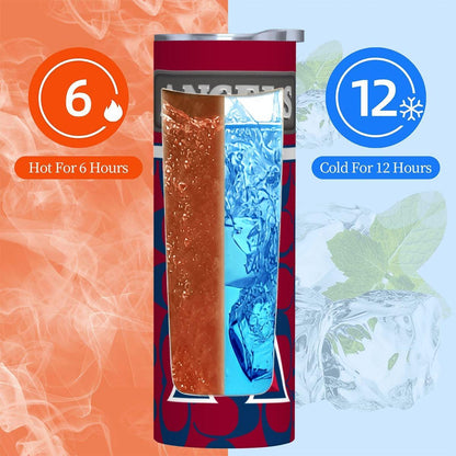 ColorFlow | Los Angeles Angels Inspired Fashion 20oz Skinny Stainless Steel Tumbler With Straw Bold Red Game Day Cup