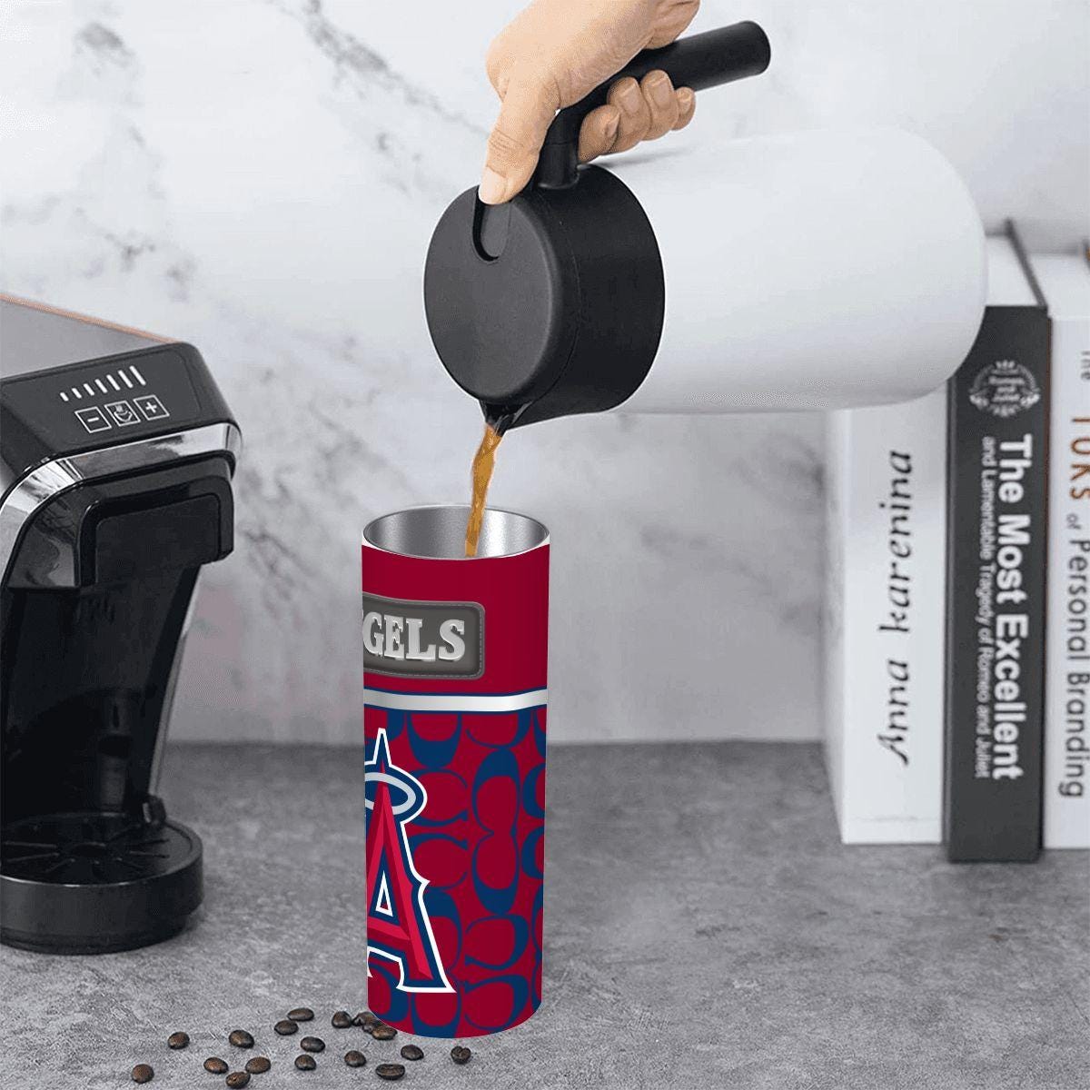 ColorFlow | Los Angeles Angels Inspired Fashion 20oz Skinny Stainless Steel Tumbler With Straw Bold Red Game Day Cup