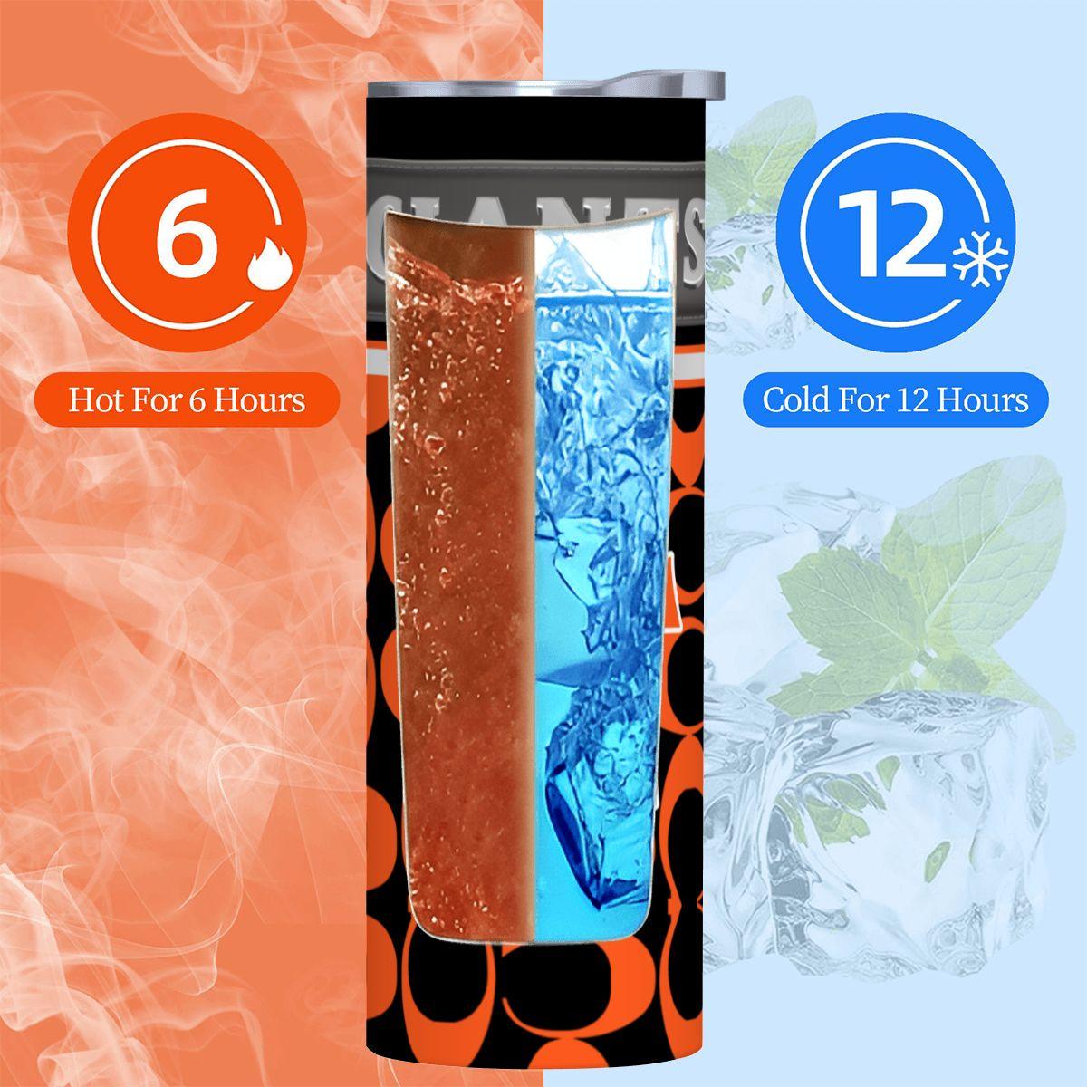 ColorFlow | San Francisco Giants Inspired Fashion 20oz Skinny Stainless Steel Tumbler With Straw Orange Black MLB Fan Gift