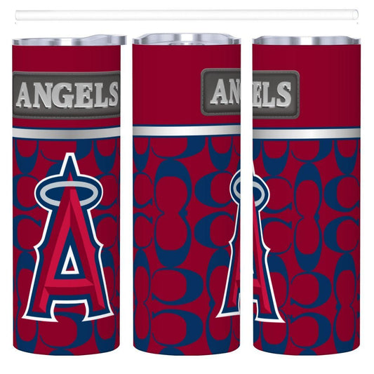 ColorFlow | Los Angeles Angels Inspired Fashion 20oz Skinny Stainless Steel Tumbler With Straw Bold Red Game Day Cup