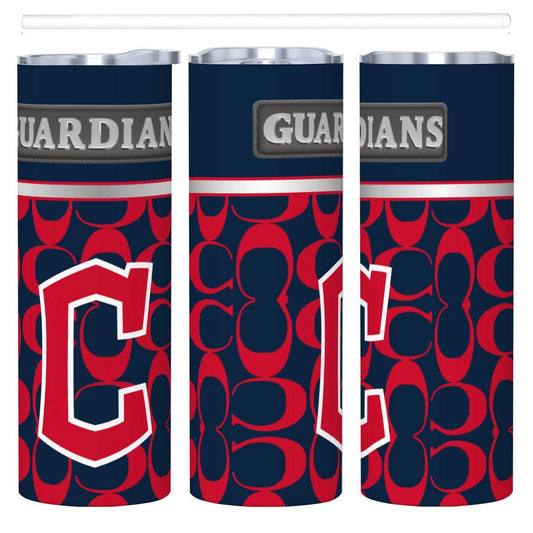 ColorFlow | Cleveland Guardians Inspired Fashion 20oz Skinny Stainless Steel Tumbler With Straw Bold Baseball Style Cup