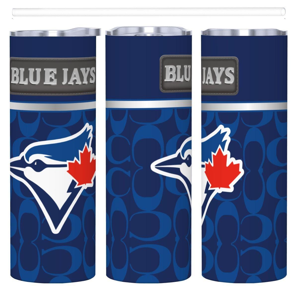 ColorFlow | Toronto Blue Jays Inspired Fashion 20oz Skinny Stainless Steel Tumbler With Straw Modern Baseball Fan Cup