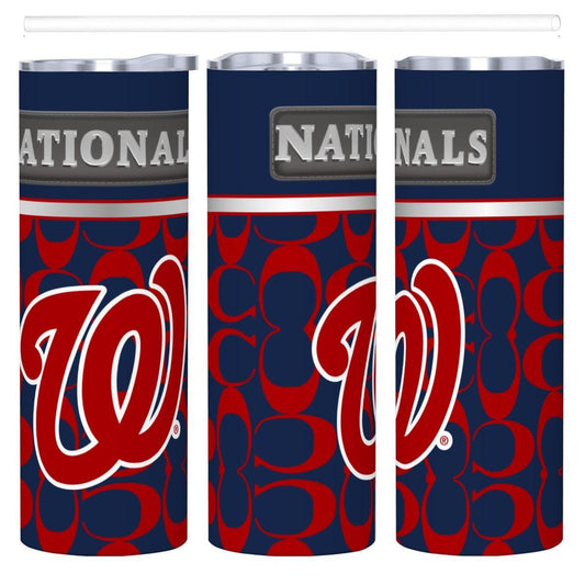ColorFlow | Washington Nationals Inspired Fashion 20oz Skinny Stainless Steel Tumbler With Straw Modern Baseball Gift