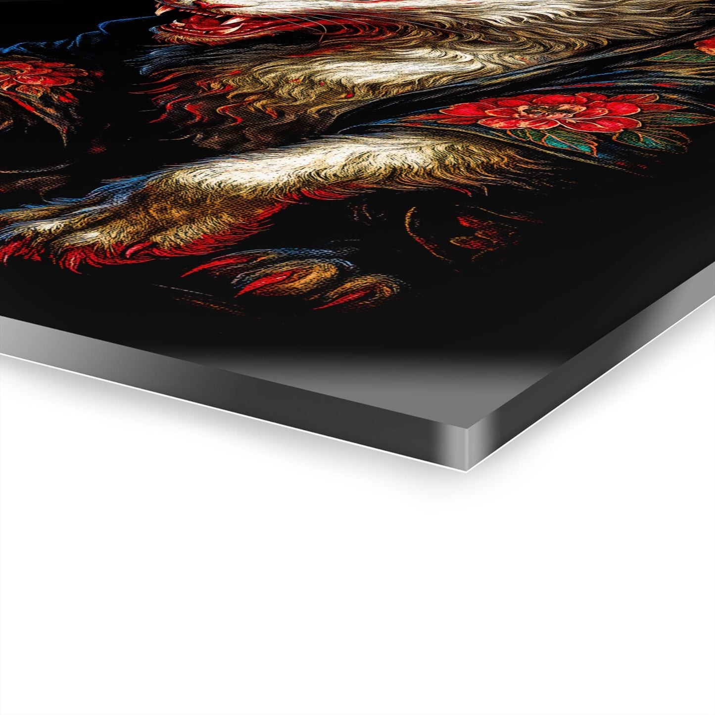 ColorFlow | Fierce Mystic Cat Yokai Inspired Metal Wall Art Gothic Japanese Fantasy Decor