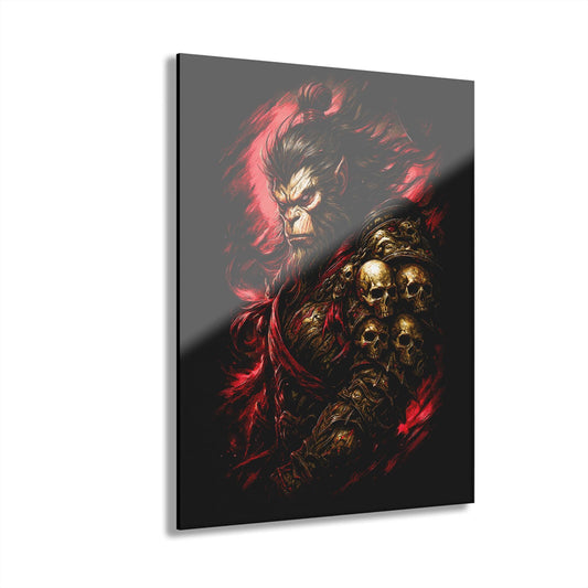 ColorFlow | Skull Crowned Warrior Monkey Dark Fantasy Metal Sign Gothic Samurai Wall Decor