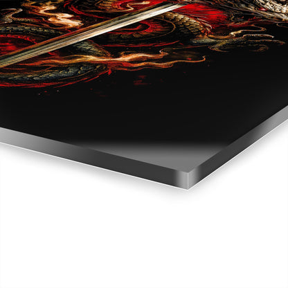 ColorFlow | Rising Dragon Katana Eclipse Metal Sign Japanese Myth Wall Art Epic Samurai Decor
