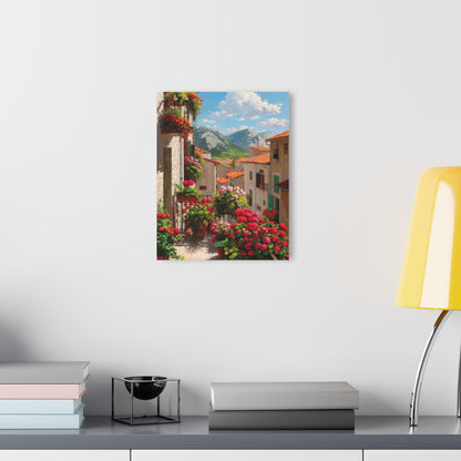 ColorFlow | Charming Mountain Village Metal Wall Art | Scenic European Town Decor | Rustic Balcony Flower Wall Accent