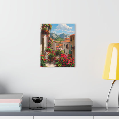 ColorFlow | Charming Mountain Village Metal Wall Art | Scenic European Town Decor | Rustic Balcony Flower Wall Accent