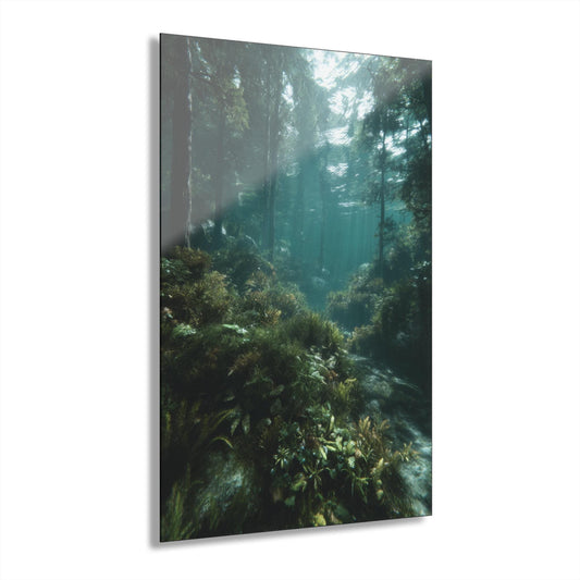 ColorFlow | Tranquil Forest Sanctuary Metal Wall Art | Sunbeam Woodland Decor | Serene Nature Inspired Wall Accent