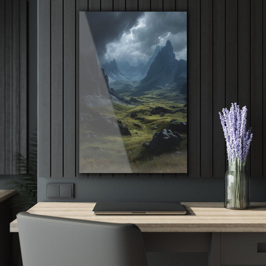 ColorFlow | Stormy Mountain Valley Metal Wall Art | Moody Highland Landscape Decor | Epic Nature Wall Statement