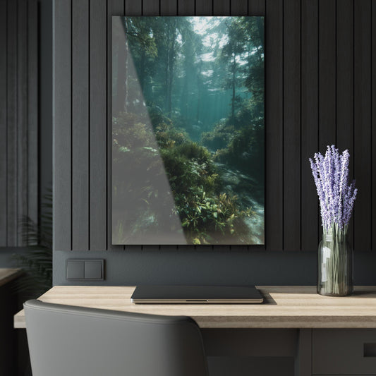 ColorFlow | Tranquil Forest Sanctuary Metal Wall Art | Sunbeam Woodland Decor | Serene Nature Inspired Wall Accent