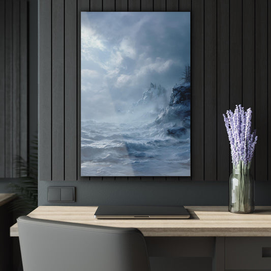 ColorFlow | Frozen Cliffside Coast Metal Wall Art | Arctic Ocean Storm Decor | Dramatic Winter Landscape Wall Accent