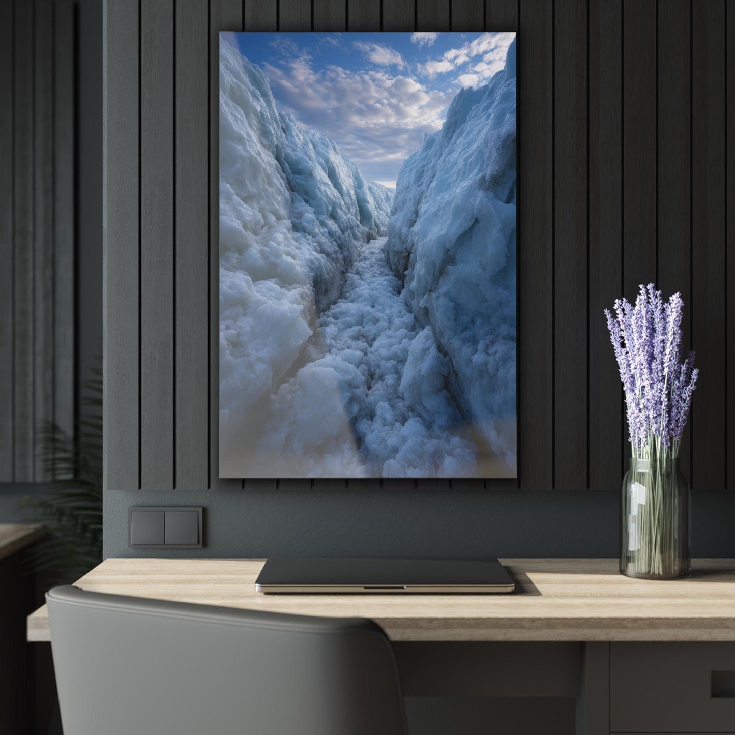 ColorFlow | Majestic Glacier Ice Passage Metal Wall Art | Frozen Arctic Landscape Decor | Cool Toned Nature Wall Accent
