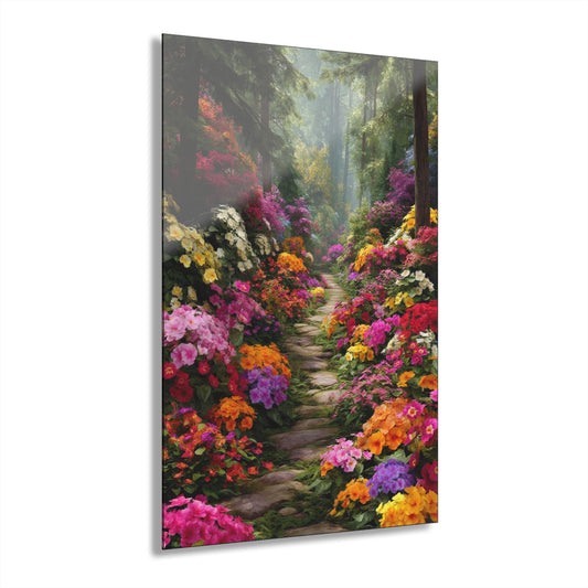 ColorFlow | Vibrant Forest Flower Path Metal Wall Art | Colorful Garden Trail Decor | Enchanted Nature Wall Statement