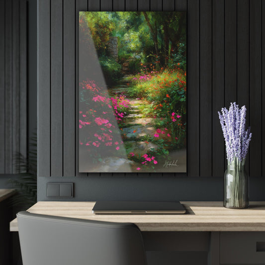 ColorFlow | Lush Woodland Garden Walk Metal Wall Art | Blooming Floral Path Decor | Serene Forest Wall Accent