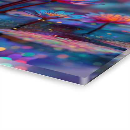 ColorFlow | Radiant Neon Lotus Metal Wall Art | Glowing Water Lily Decor | Modern Botanical Wall Statement