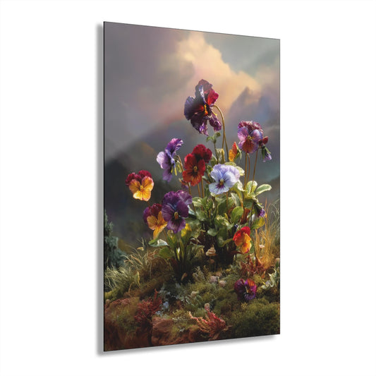 ColorFlow | Mountain Meadow Pansies Metal Wall Art | Colorful Alpine Floral Decor | Scenic Nature Wall Accent