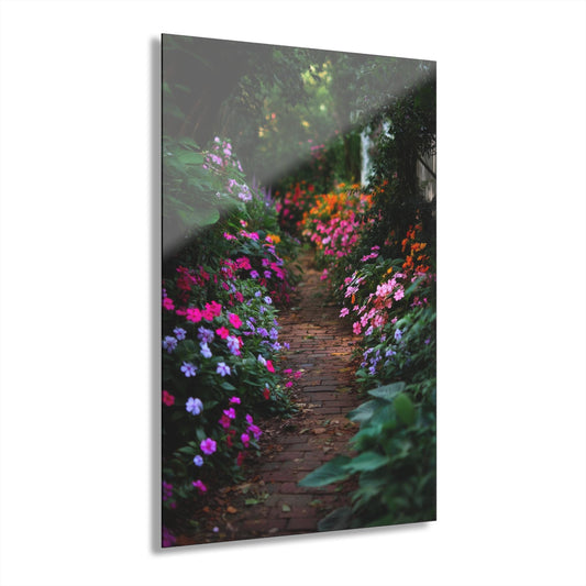 ColorFlow | Vibrant Secret Garden Walkway Metal Wall Art | Blooming Cottage Path Decor | Lush Botanical Wall Statement