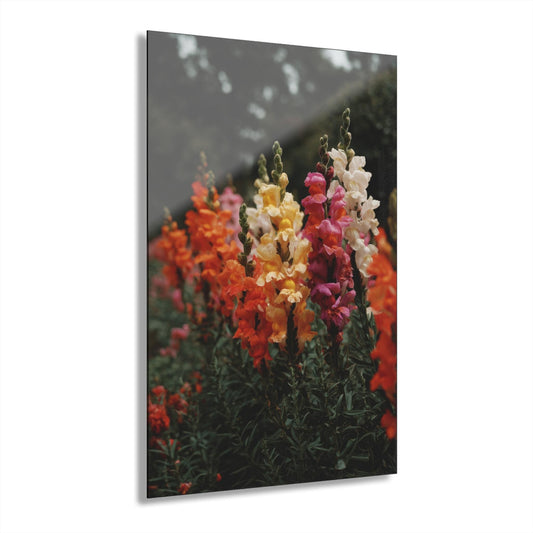 ColorFlow | Warm Snapdragon Garden Metal Wall Art | Orange Pink Floral Field Decor | Romantic Nature Wall Accent