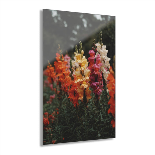 ColorFlow | Warm Snapdragon Garden Metal Wall Art | Orange Pink Floral Field Decor | Romantic Nature Wall Accent