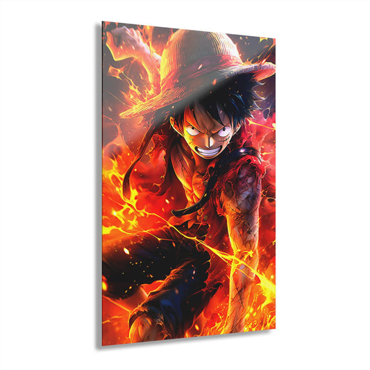 ColorFlow | Inferno Pirate King Anime Metal Wall Art | Epic Fire Manga Artwork for Gaming Room Decor