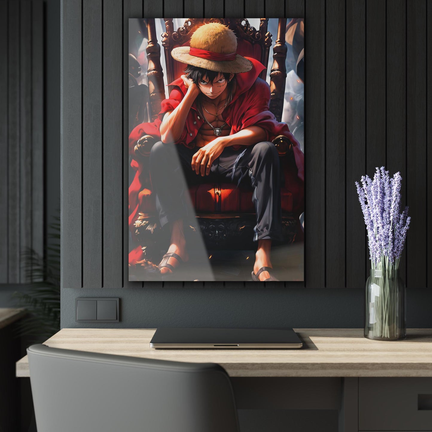 ColorFlow | Pirate King Throne Anime Metal Wall Art | Dark Crown Manga Inspired Statement Decor