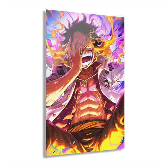 ColorFlow | Flame Awakening Pirate Warrior Anime Metal Wall Art | Explosive Power Manga Style Decor