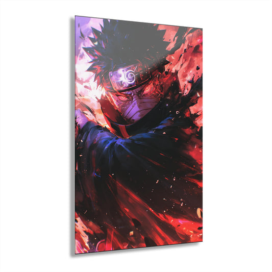 ColorFlow | Crimson Eclipse Ninja Anime Metal Wall Art | Shadow Rage Manga Inspired Room Decor