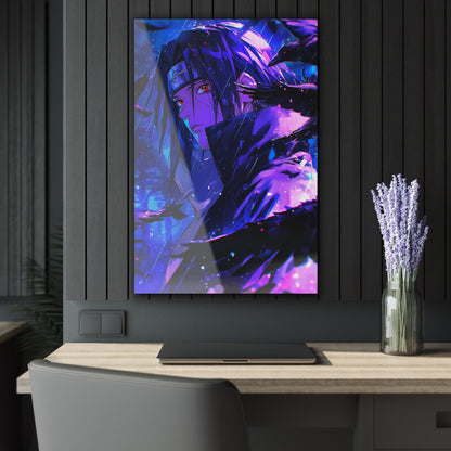 ColorFlow | Midnight Raven Shinobi Anime Metal Wall Art | Crimson Eye Manga Inspired Decor