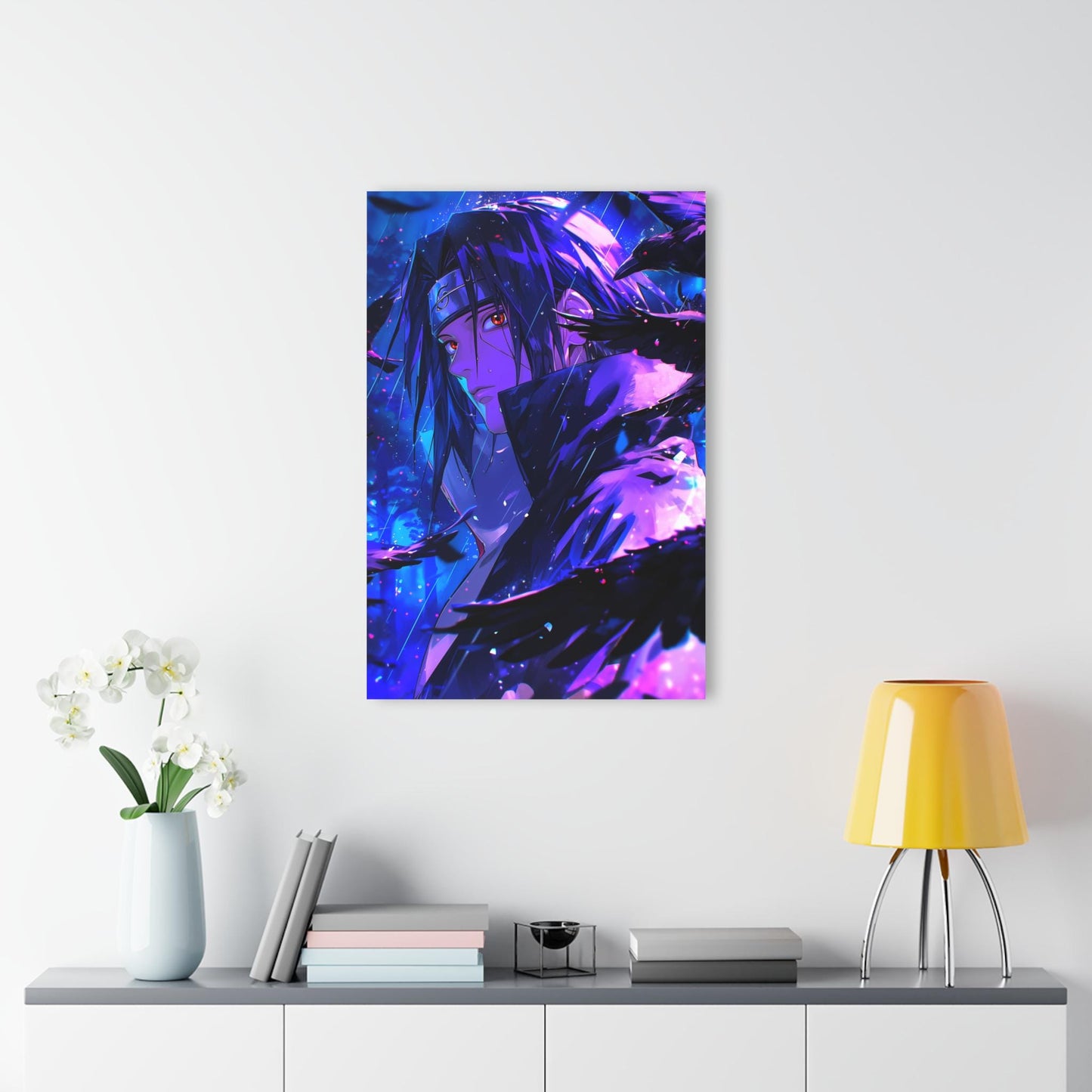 ColorFlow | Midnight Raven Shinobi Anime Metal Wall Art | Crimson Eye Manga Inspired Decor