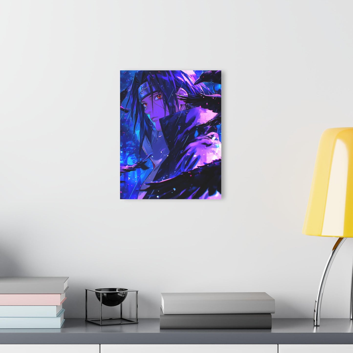 ColorFlow | Midnight Raven Shinobi Anime Metal Wall Art | Crimson Eye Manga Inspired Decor