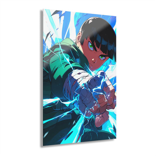 ColorFlow | Thunder Fist Martial Artist Anime Metal Wall Art | Electric Combat Manga Decor