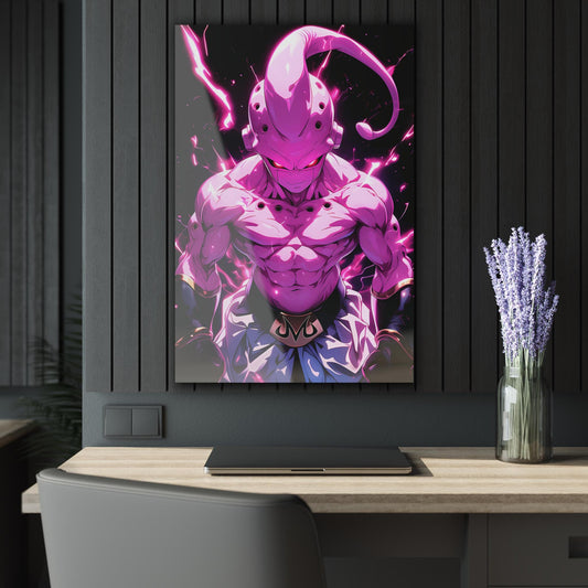 ColorFlow | Crimson Majin Overlord Anime Metal Wall Art | Dark Energy Manga Inspired Room Decor