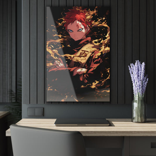 ColorFlow | Desert Sand Shinobi Anime Metal Wall Art | Golden Kazekage Manga Inspired Decor