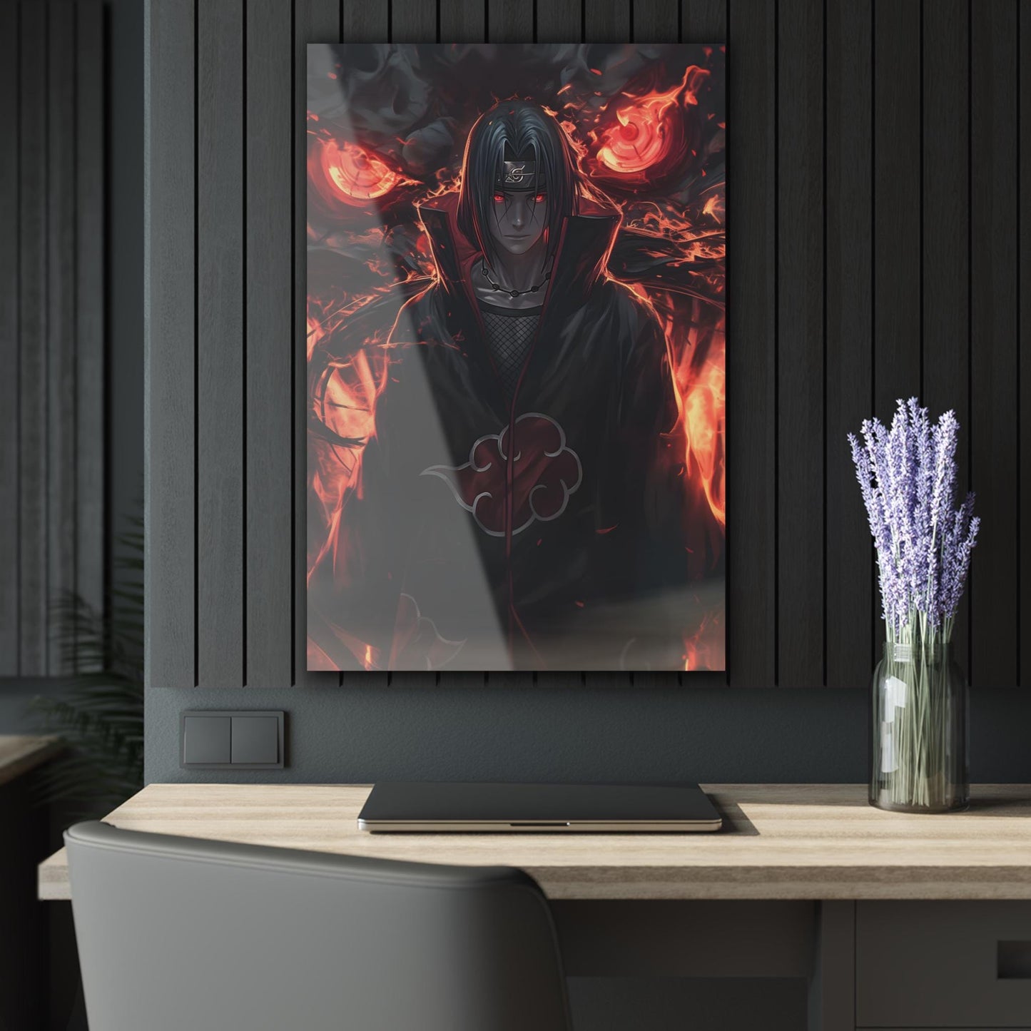ColorFlow | Infernal Genjutsu Master Anime Metal Wall Art | Scarlet Eye Illusion Manga Decor