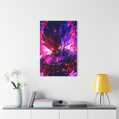 ColorFlow | Chaos Aura Saiyan Prince Anime Metal Wall Art | Crimson Lightning Manga Inspired Decor