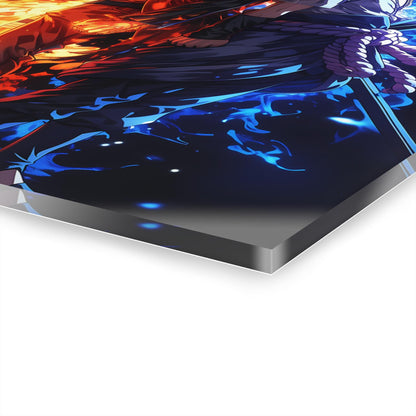 ColorFlow | Fire and Ice Rival Ninjas Anime Metal Wall Art | Dual Element Manga Inspired Decor