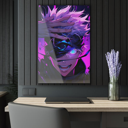 ColorFlow | Neon Mystic Sorcerer Anime Metal Wall Art | Electric Purple Power Manga Decor