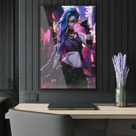 ColorFlow | Neon Rebel Street Fighter Anime Metal Wall Art | Cyberpunk Graffiti Manga Decor