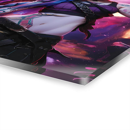 ColorFlow | Neon Rebel Street Fighter Anime Metal Wall Art | Cyberpunk Graffiti Manga Decor
