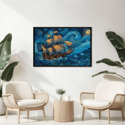 ColorFlow | Starry Voyage Tall Ship Wooden Jigsaw Puzzle Night Sky Art Inspired Puzzle