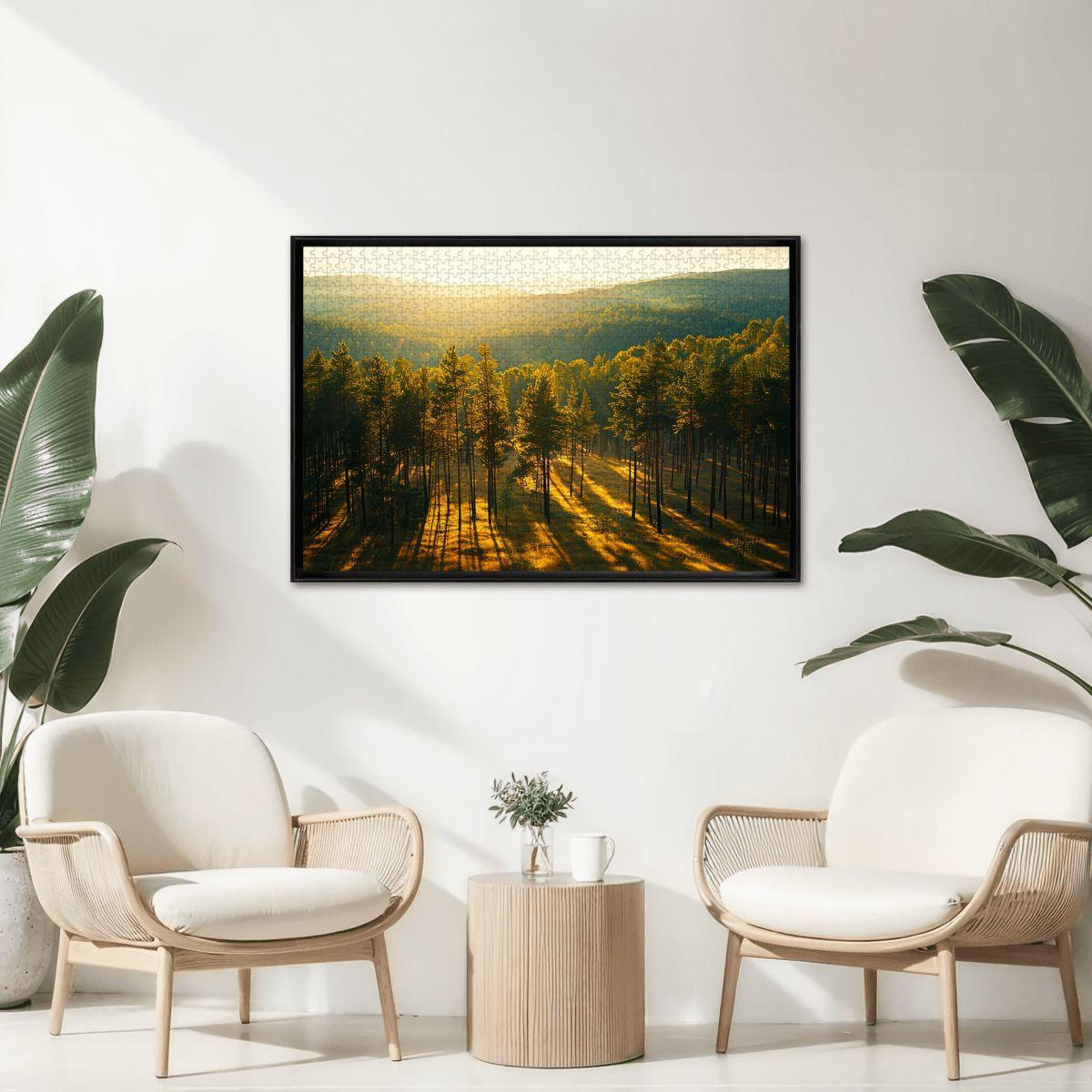 ColorFlow | Golden Forest Light Wooden Jigsaw Puzzle Peaceful Woodland Art Inspired Puzzle