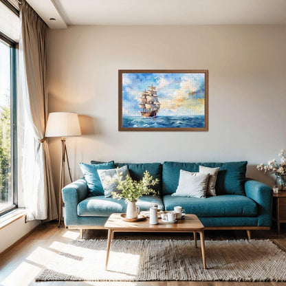 ColorFlow | Open Sky Voyager Wooden Jigsaw Puzzle Serene Sailing Watercolor Art Puzzle