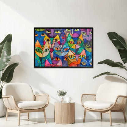 ColorFlow | Kaleidoscope Cat Collective Wooden Jigsaw Puzzle Colorful Modern Art Puzzle
