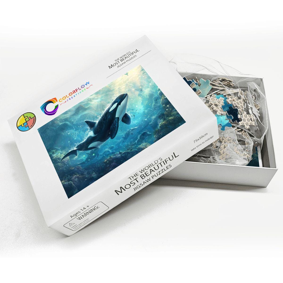 ColorFlow | Ocean Guardian Orca Wooden Jigsaw Puzzle Majestic Marine Life Art Puzzle