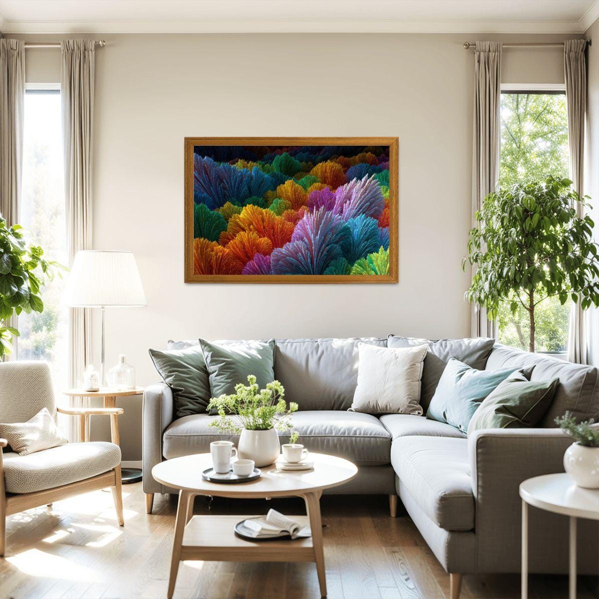 ColorFlow | Chromatic Bloom Field Wooden Jigsaw Puzzle Vibrant Abstract Art Inspired Puzzle