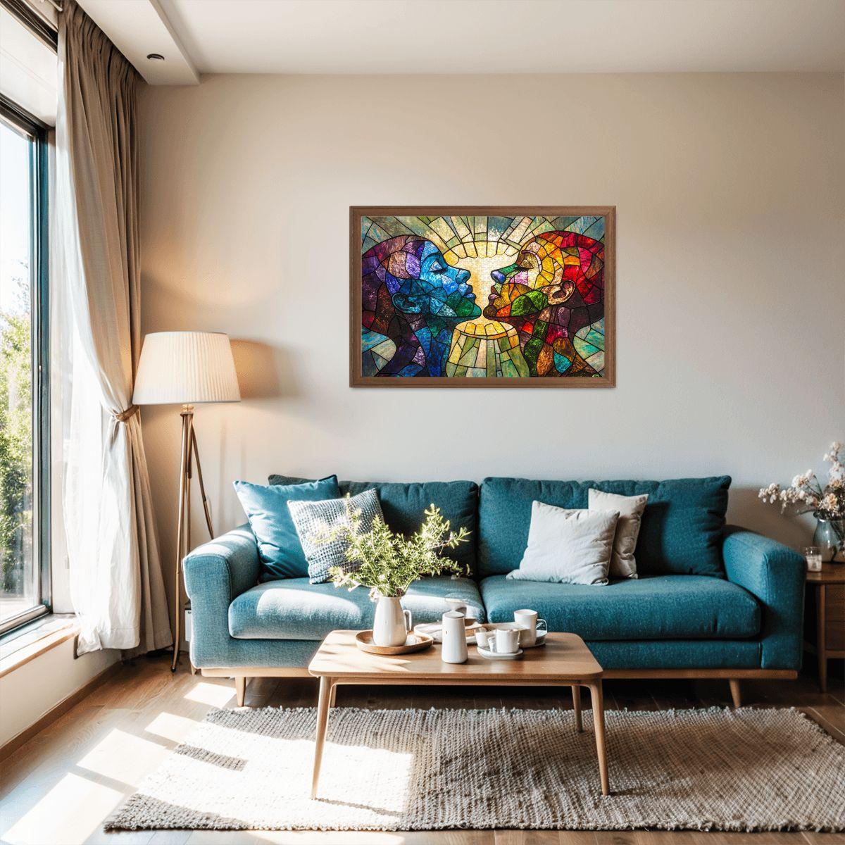 ColorFlow | Stained Glass Connection Wooden Jigsaw Puzzle Human Spirit Art Inspired Puzzle