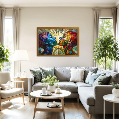 ColorFlow | Stained Glass Connection Wooden Jigsaw Puzzle Human Spirit Art Inspired Puzzle