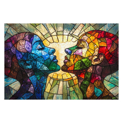 ColorFlow | Stained Glass Connection Wooden Jigsaw Puzzle Human Spirit Art Inspired Puzzle