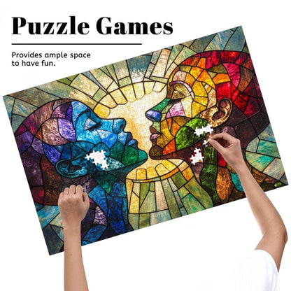 ColorFlow | Stained Glass Connection Wooden Jigsaw Puzzle Human Spirit Art Inspired Puzzle